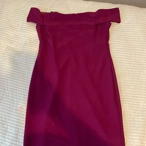 Purple bodycon dress.